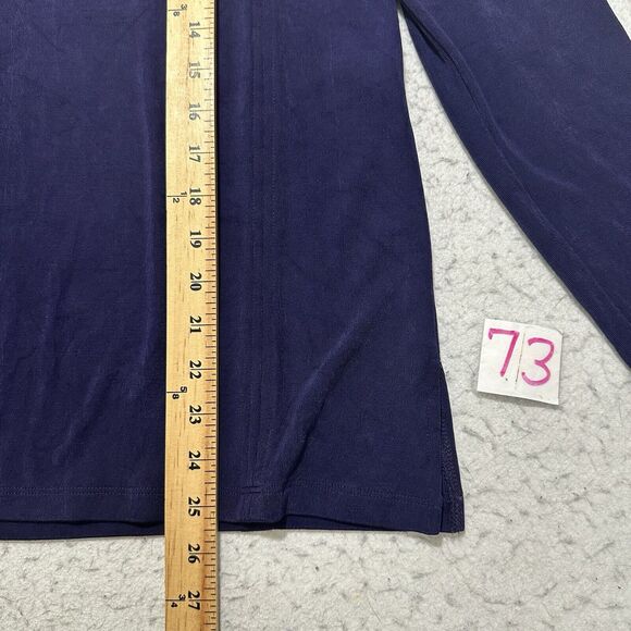 Chico's 0 Women's Small V-Neck Cold Shoulder Purple Long Sleeve Acetate Blouse - Picture 9 of 12